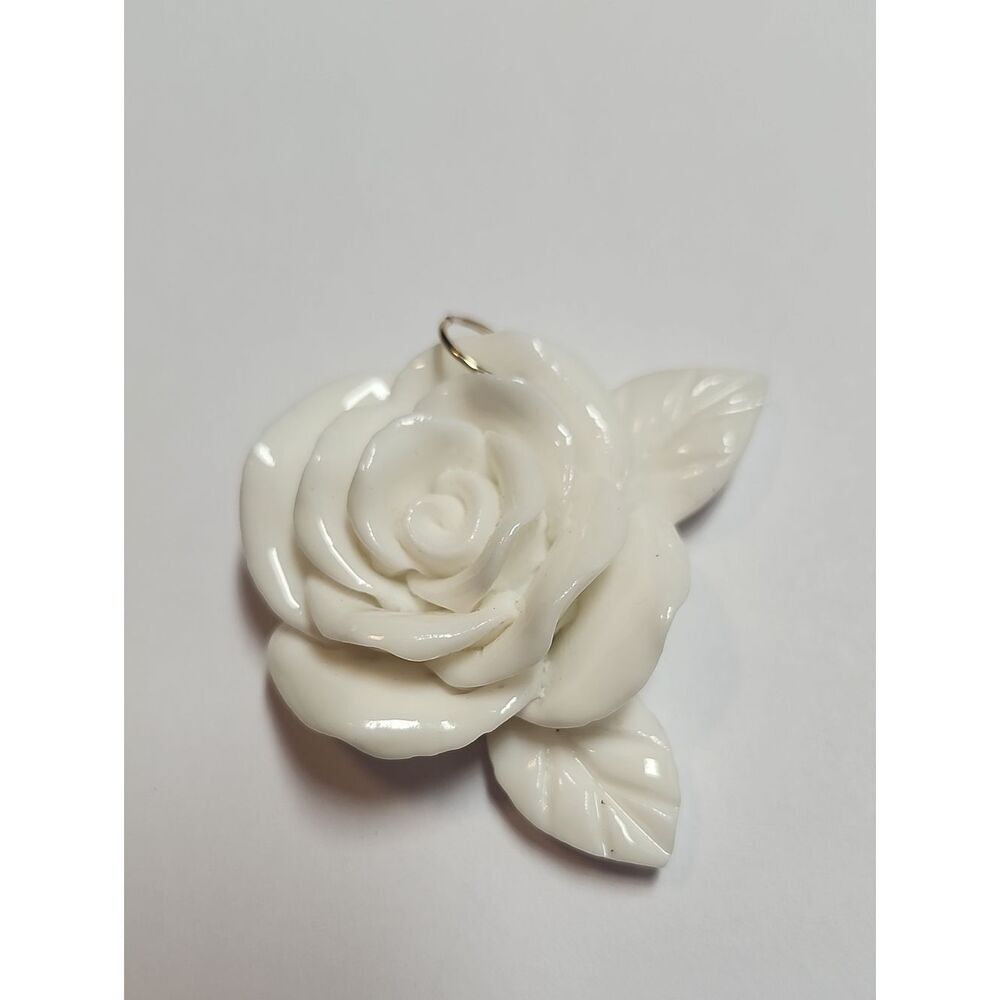 Unsigned Sparklemuse Rose Ivory Pendant